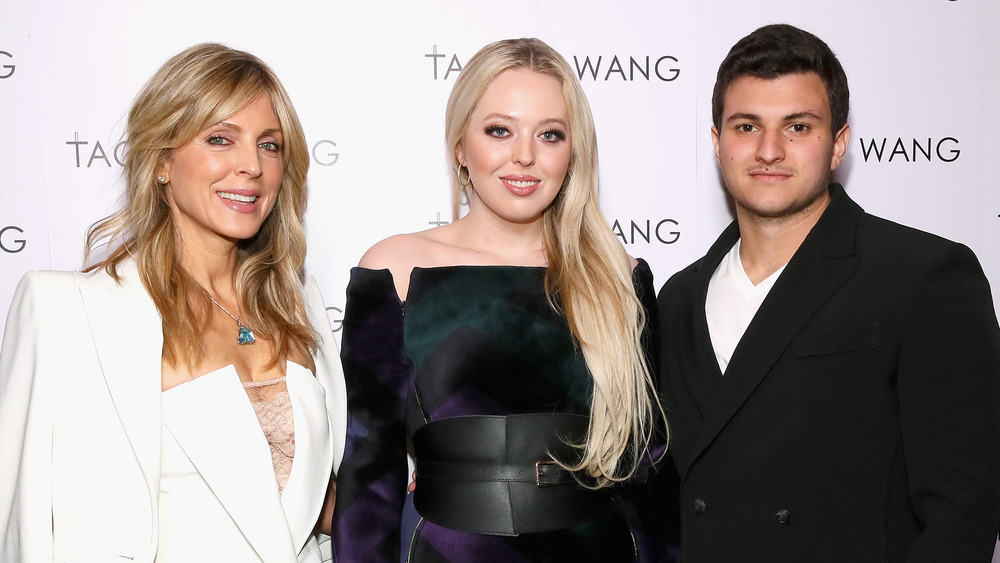 Marla Maples with Tiffany Trump and Michael Boulos at a fashion week event