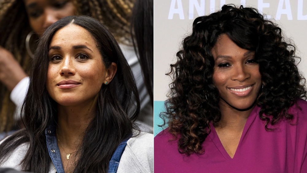 Meghan Markle and Serena Williams smiling