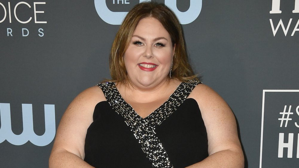 Chrissy Metz in a black dress, smiling at the 2020 Critics' Choice Awards