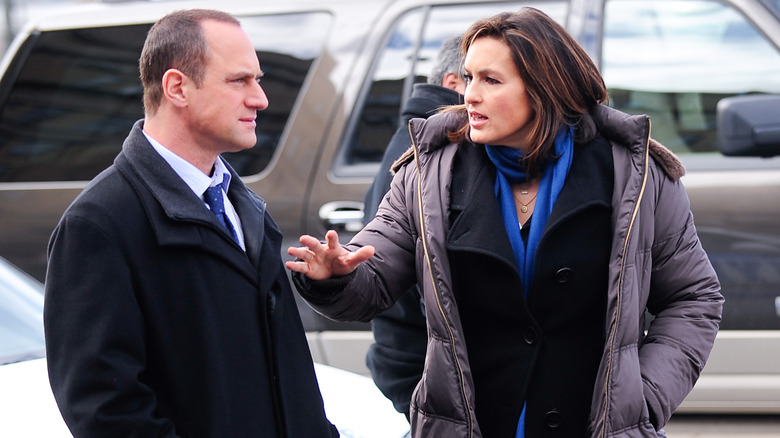 Christopher Meloni and Mariska Hargitay rehearsing