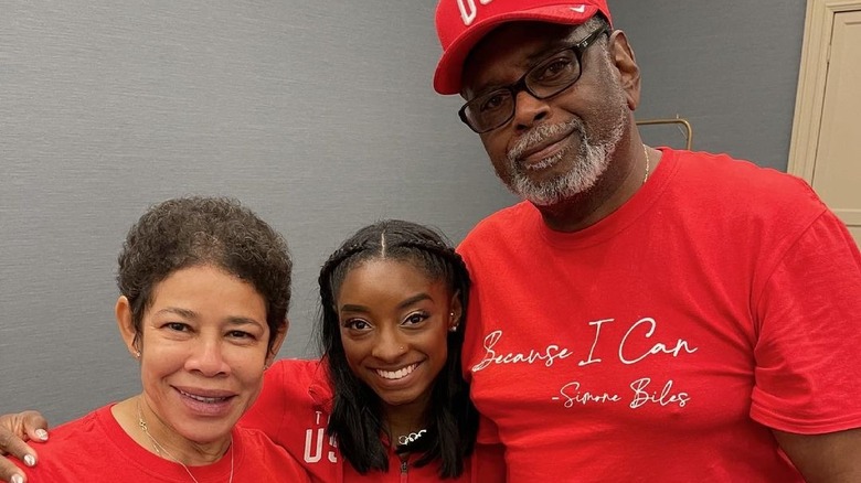 Simone Biles with parents Nellie and Ron