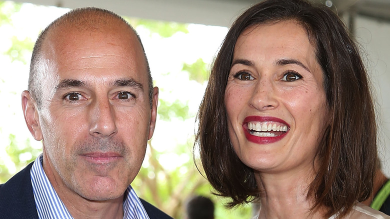 Matt Lauer and Annette Roque posing