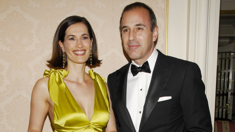 Annette Roque posing with Matt Lauer