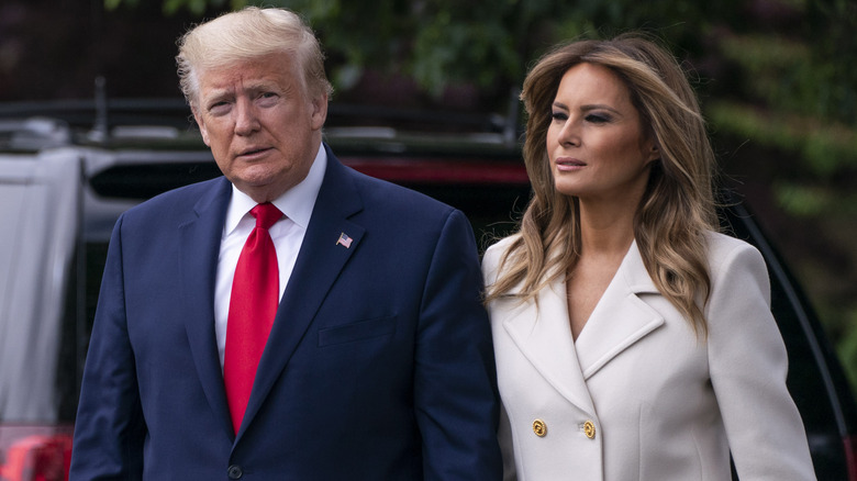 Melania and Donald Trump walking