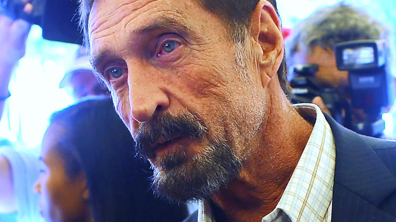 John McAfee speaks to the press
