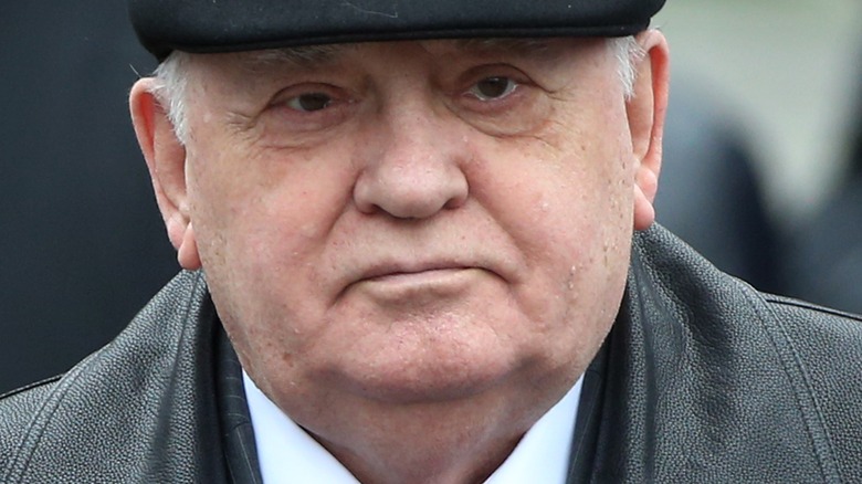 Mikhail Gorbachev looking at camera