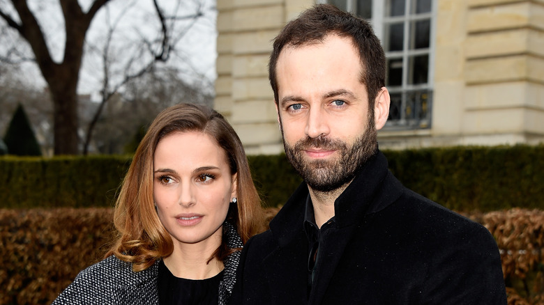 Benjamin Millepied, Natalie Portman posing outdoors