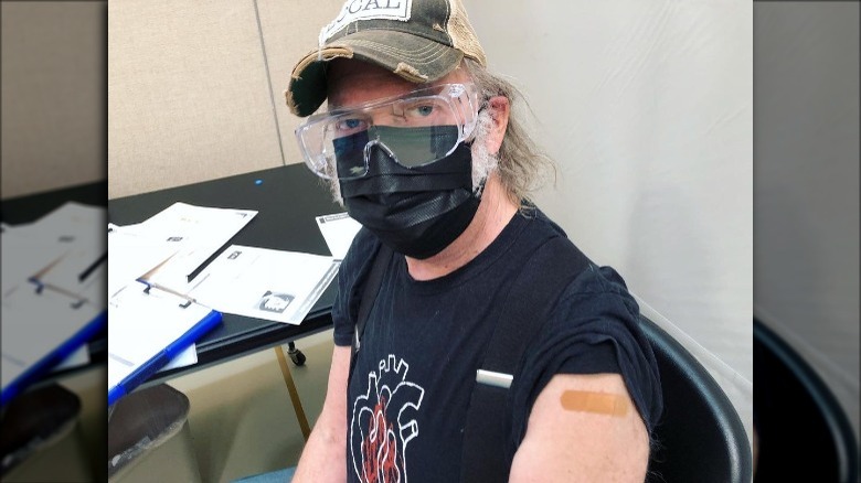 Neil Young after receiving COVID-19 vaccine