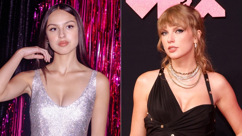 Olivia Rodrigo and Taylor Swift posing