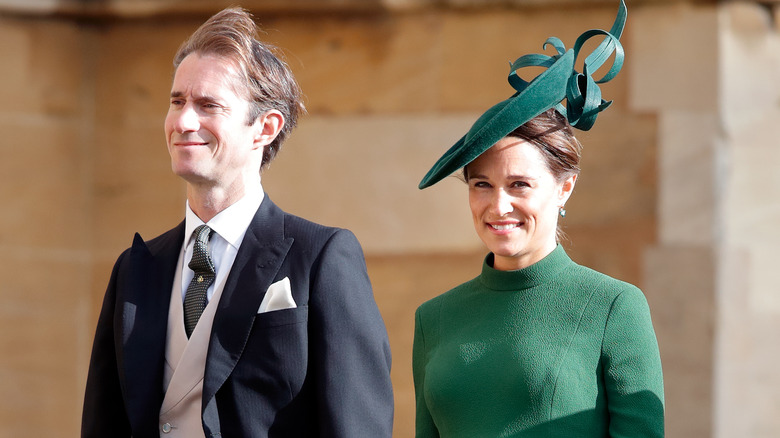 James Matthew and Pippa Middleton with green dress and hat