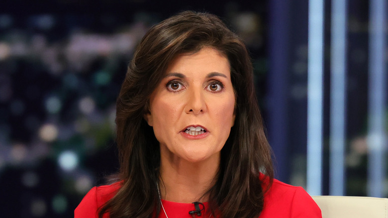 Nikki Haley wearing red
