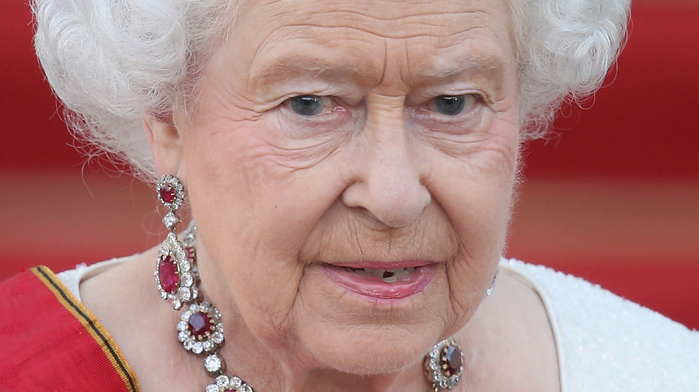 Queen Elizabeth II looking out at the crowd