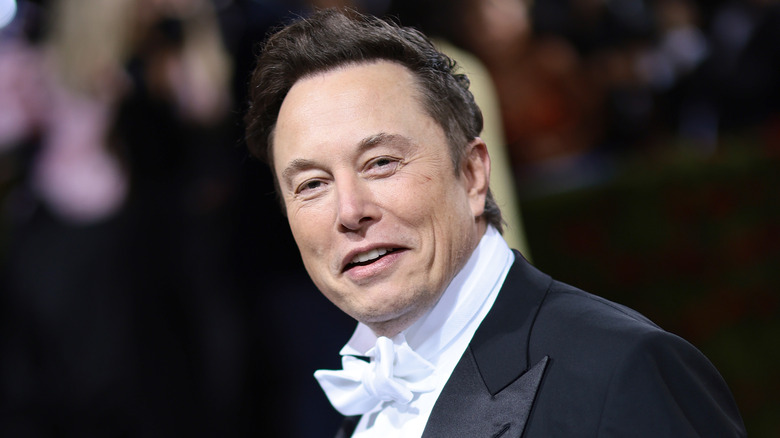 Elon Musk wearing a white bow tie