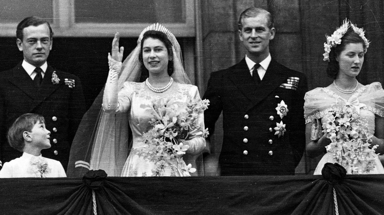 Queen Elizabeth at her wedding