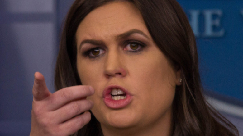 Sarah Huckabee Sanders pointing a finger