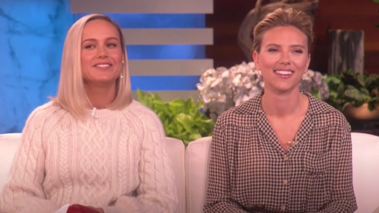 Brie Larson, Scarlett Johansson laughing