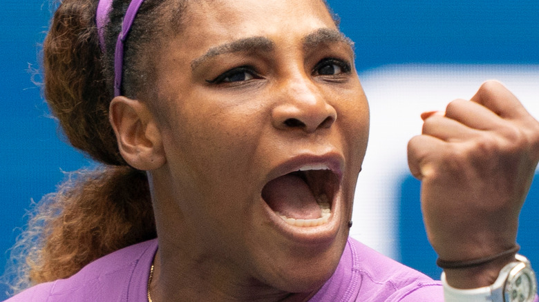Serena Williams playing tennis in September 2019.