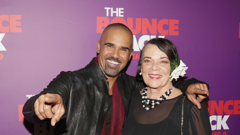 Shemar Moore poses with his mom Marilyn Wilson-Moore