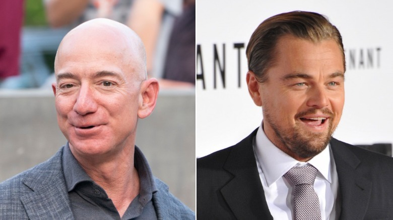 Jeff Bezos and Leonardo DiCaprio smiling