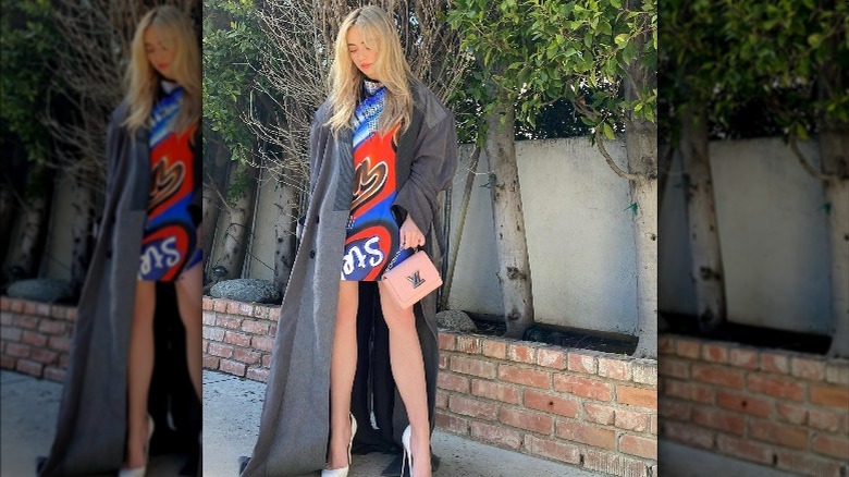 Sabrina Carpenter wearing high heels, mini dress