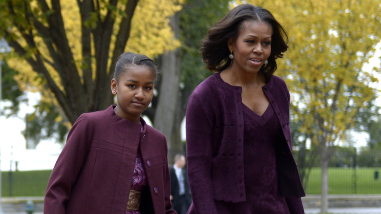 Sasha Obama with Michelle Obama