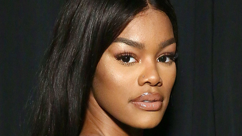 Teyana Taylor wearing black hair