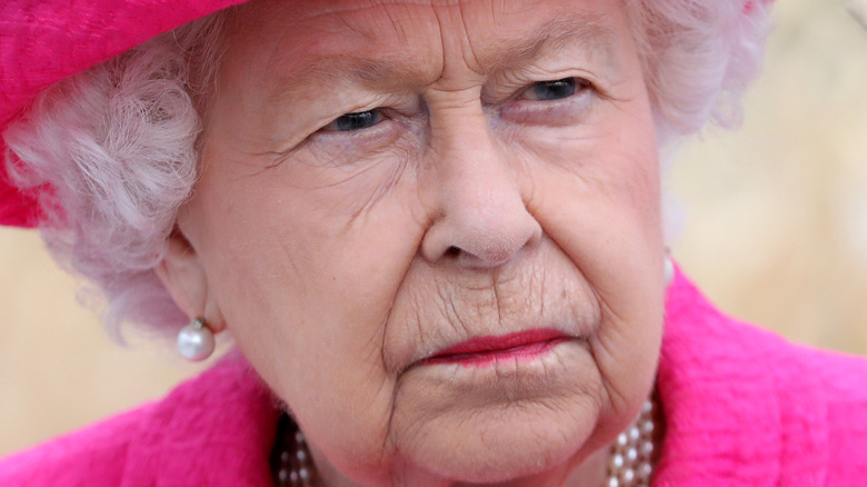 Queen Elizabeth II looking serious