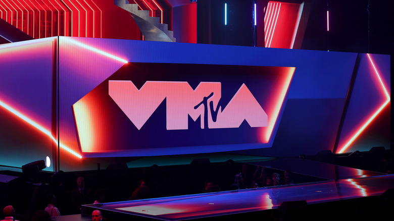 Video Music Awards stage with the VMA logo prominently on display.