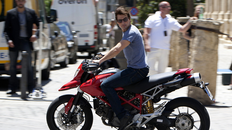 Tom Cruise on a motorcycle