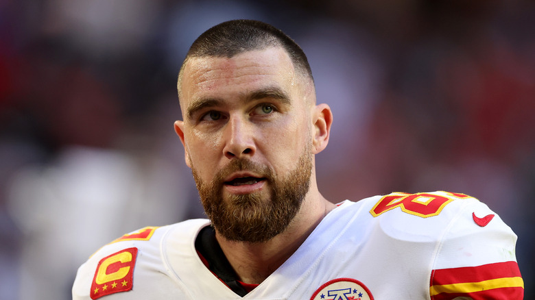 Travis Kelce wearing jersey