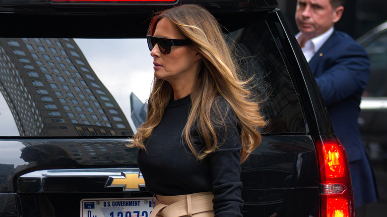 Melania Trump walking in New York City.