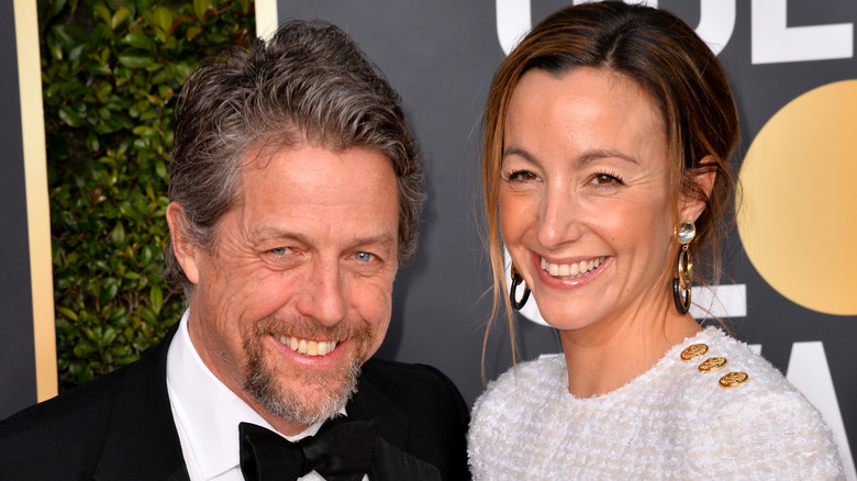 Hugh Grant and Anna Eberstein at 2019 Golden Globe Awards