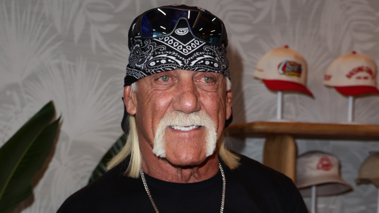 Hulk Hogan wearing sunglasses on top of head