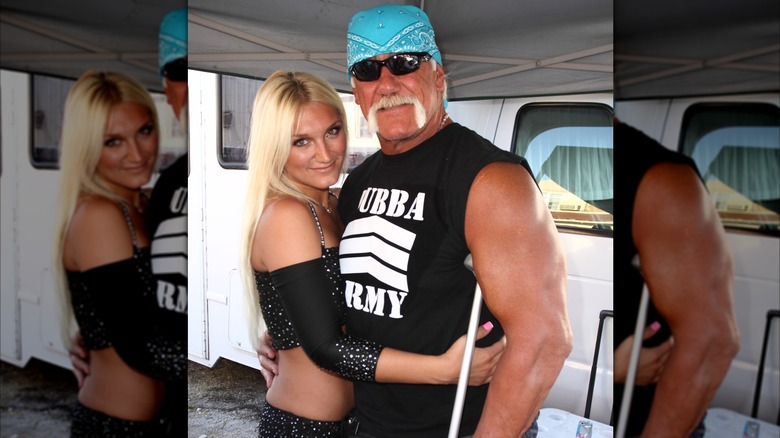 Brooke Hogan hugging Hulk Hogan