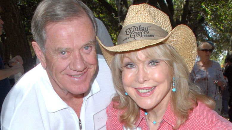 Jon Eicholtz and Barbara Eden posing for a photo