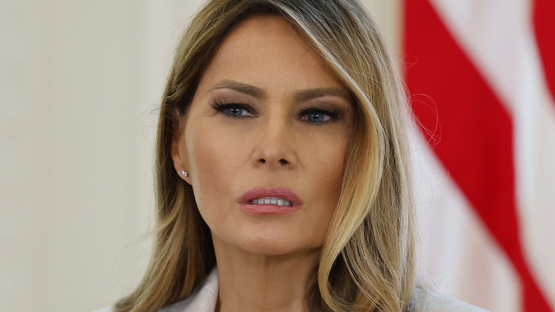 Melania Trump looking to the side