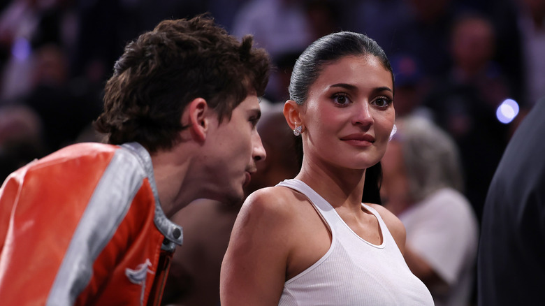 Timothee Chalamet and Kylie Jenner talking
