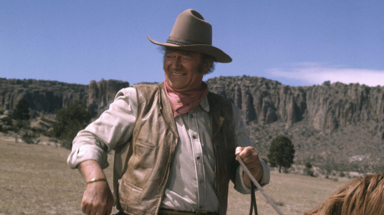 John Wayne pictured on the set of one of his films in 1969.