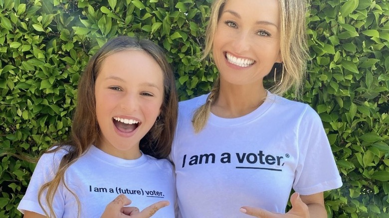 Jade and Giada De Laurentiis wearing voter t-shirts
