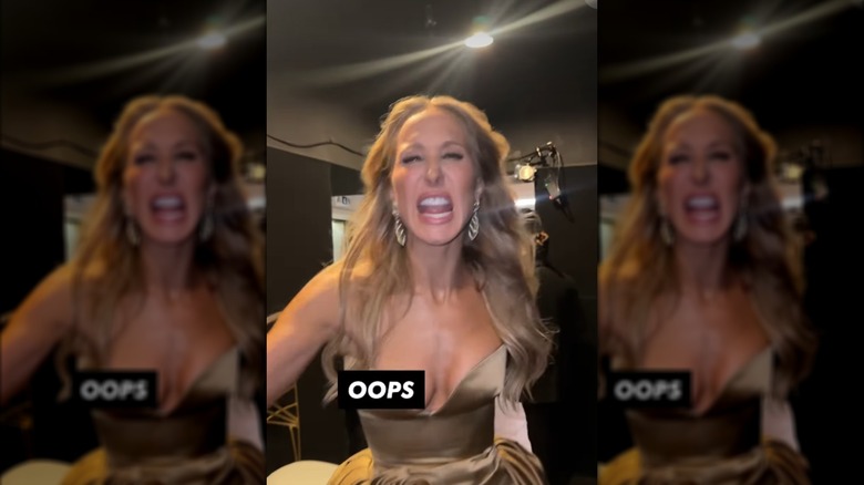 Nikki Glaser in a dramatic video from backstage at the 2025 Golden Globes.