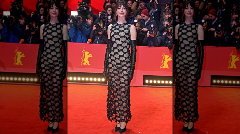 Anne Hathaway wearing sheer dress