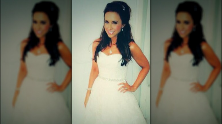 Lacey Chabert wearing wedding dress