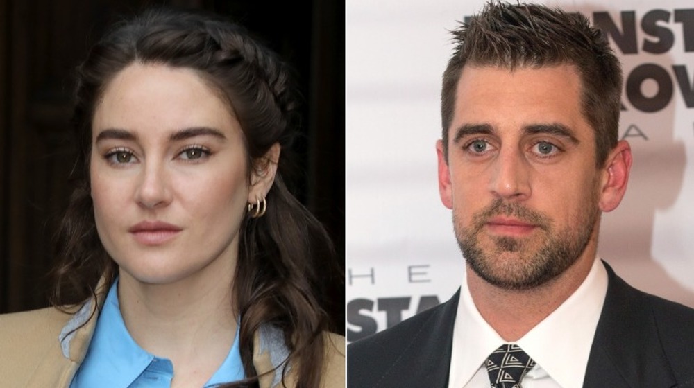 Shailene Woodley, Aaron Rodgers staring