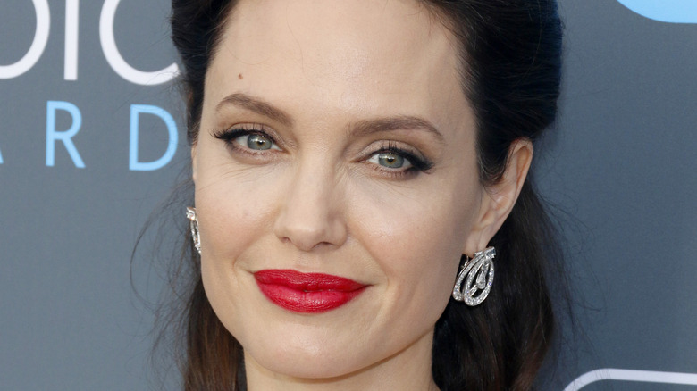 Angelina Jolie wearing red lipstick