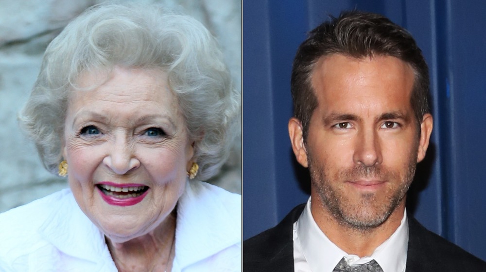 Betty White Smiling, Ryan Reynolds on red carpet