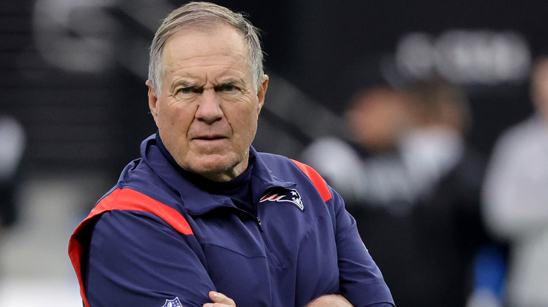 Bill Belichick watching the field