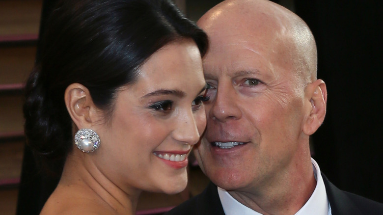 Emma Heming, Bruce Willis cheek-to-cheek