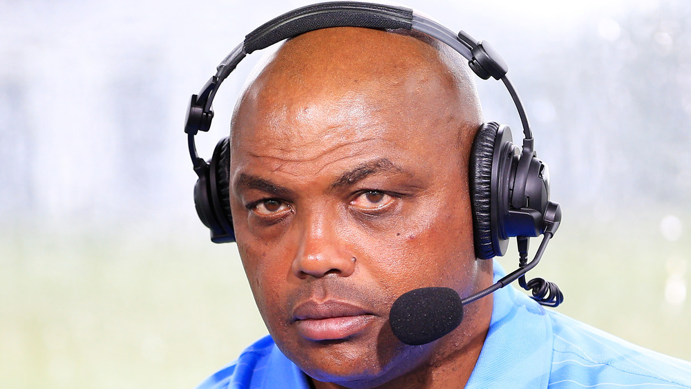 Charles Barkley commentates from the booth during The Match: Champions For Charity at Medalist Golf Club