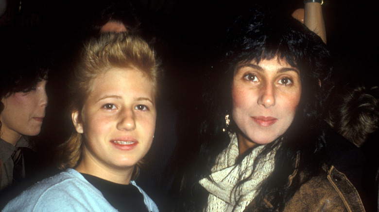 Teenage Chaz Bono with mom Cher