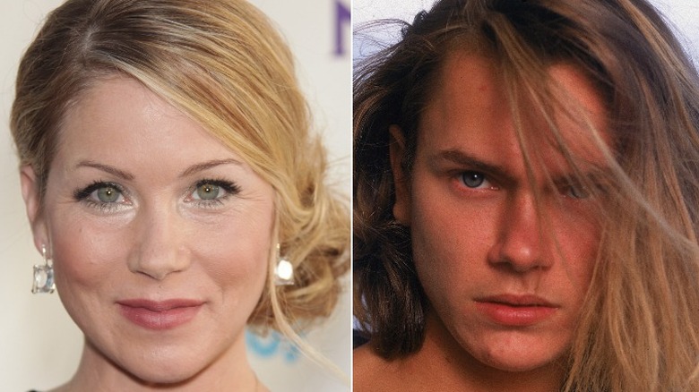 Christina Applegate and River Phoenix side by side
